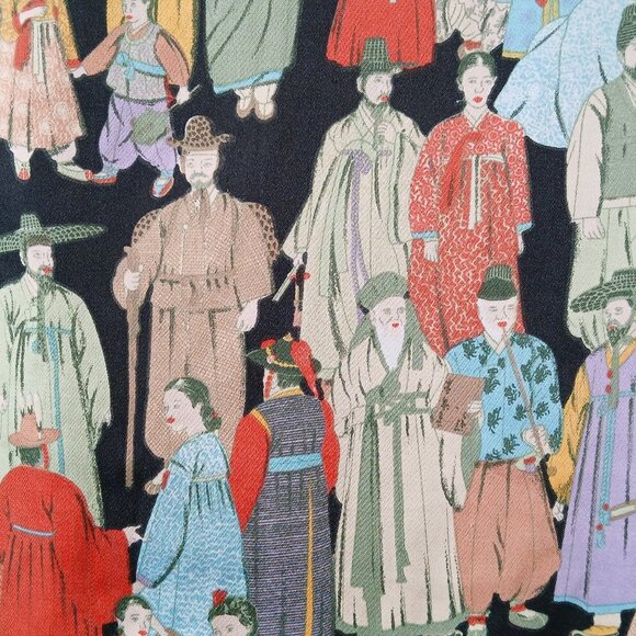 Natori Silk Shirt Dress with Vintage Asian Figure Print - Picture 4 of 7